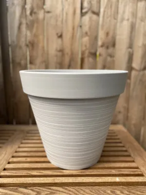 14" White Carved Finish Wide Rim Planter