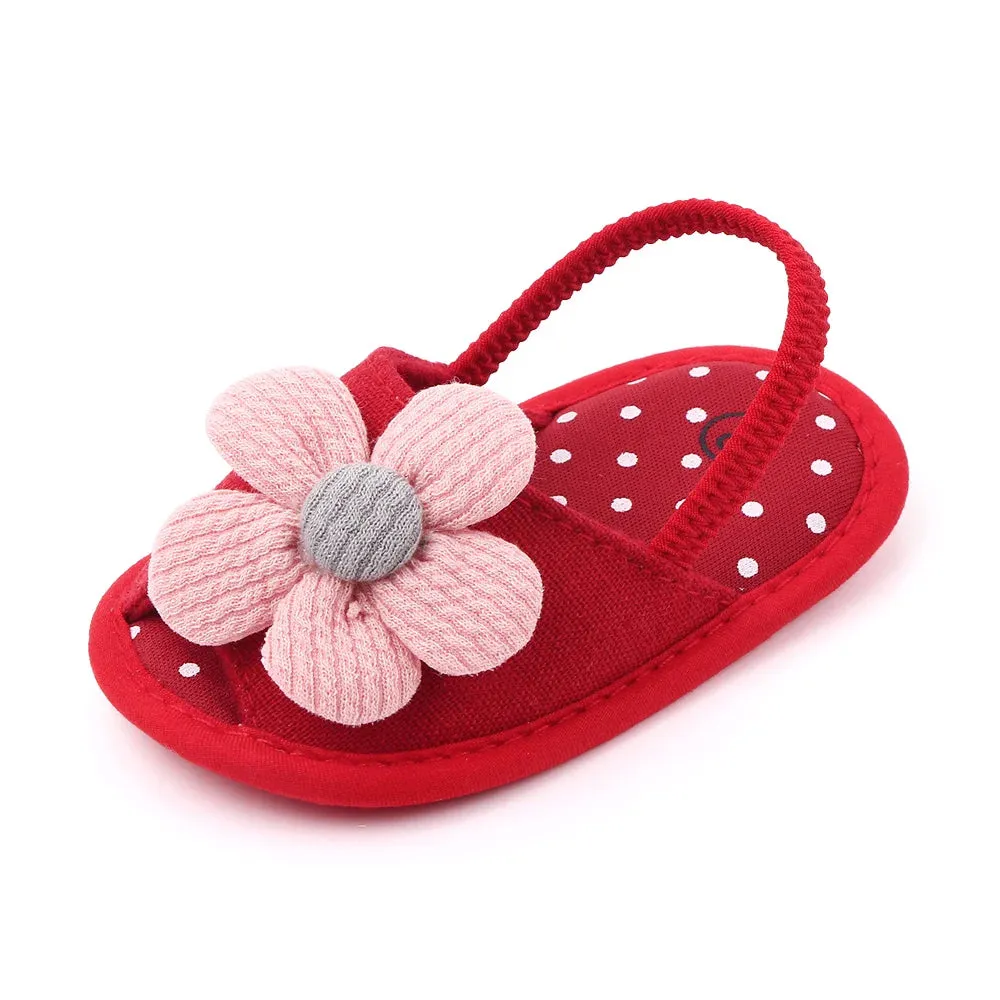 Baby Sandal with Hairband Cute Flower Design Soft Cotton Sandal for Spring and Summer Baby Girl 0-18M