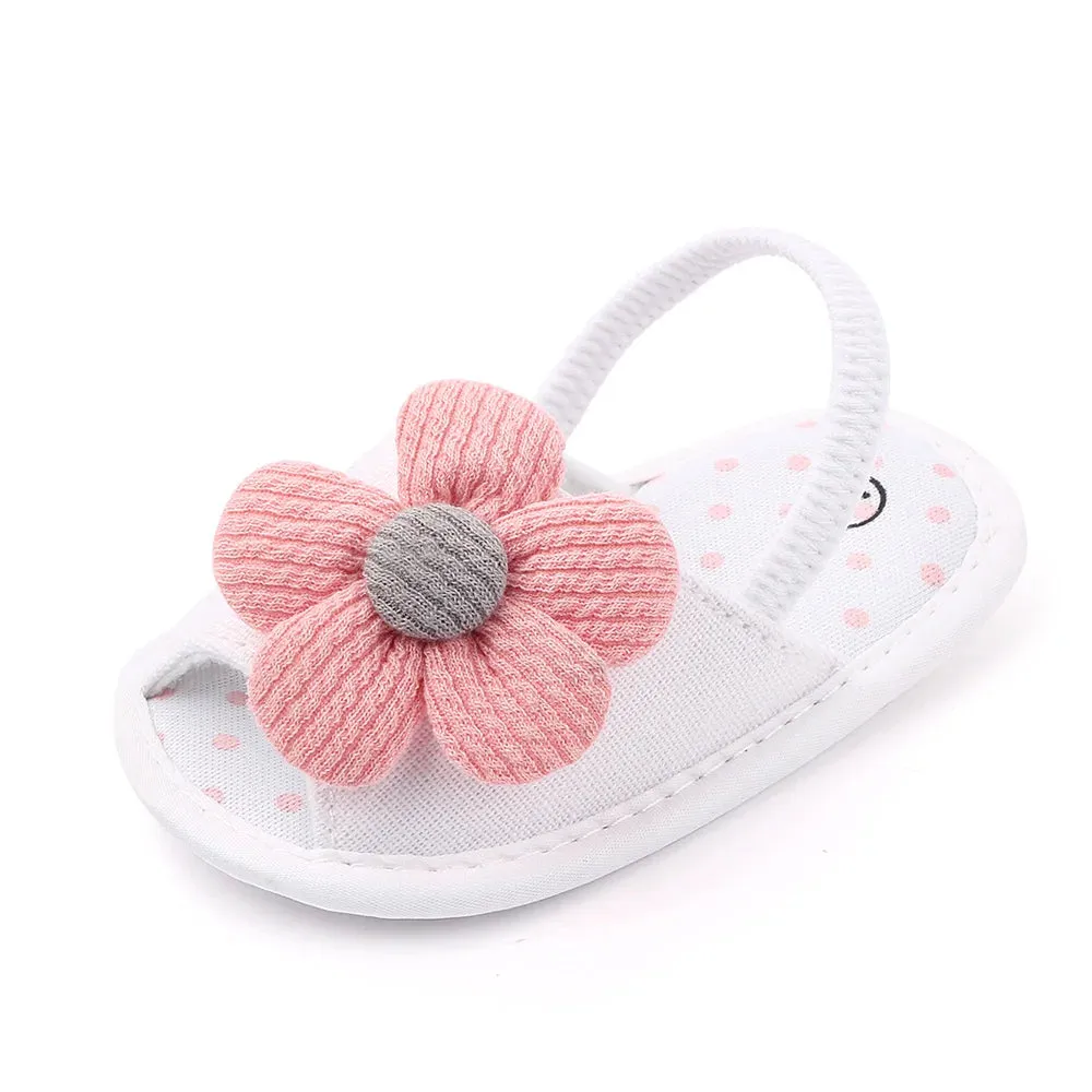 Baby Sandal with Hairband Cute Flower Design Soft Cotton Sandal for Spring and Summer Baby Girl 0-18M