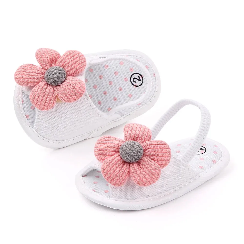 Baby Sandal with Hairband Cute Flower Design Soft Cotton Sandal for Spring and Summer Baby Girl 0-18M