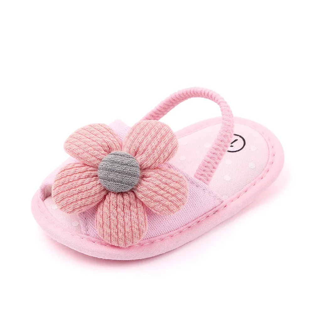 Baby Sandal with Hairband Cute Flower Design Soft Cotton Sandal for Spring and Summer Baby Girl 0-18M