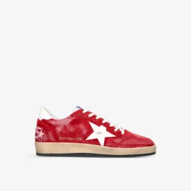 Ballstar Suede Low Top Sneakers with Golden Goose Star Applique, Red