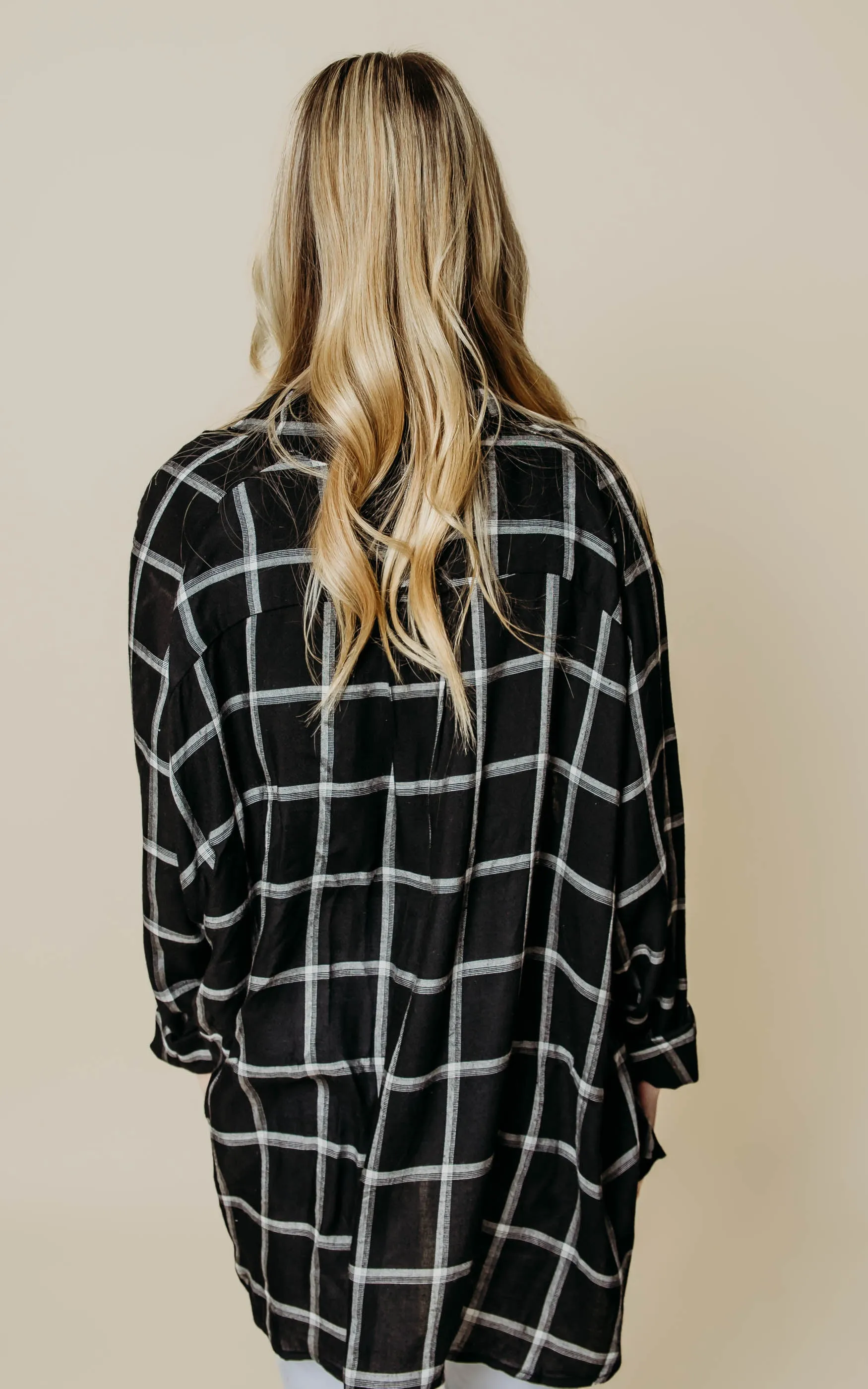 Black Button Up Plaid Top - Final Sale