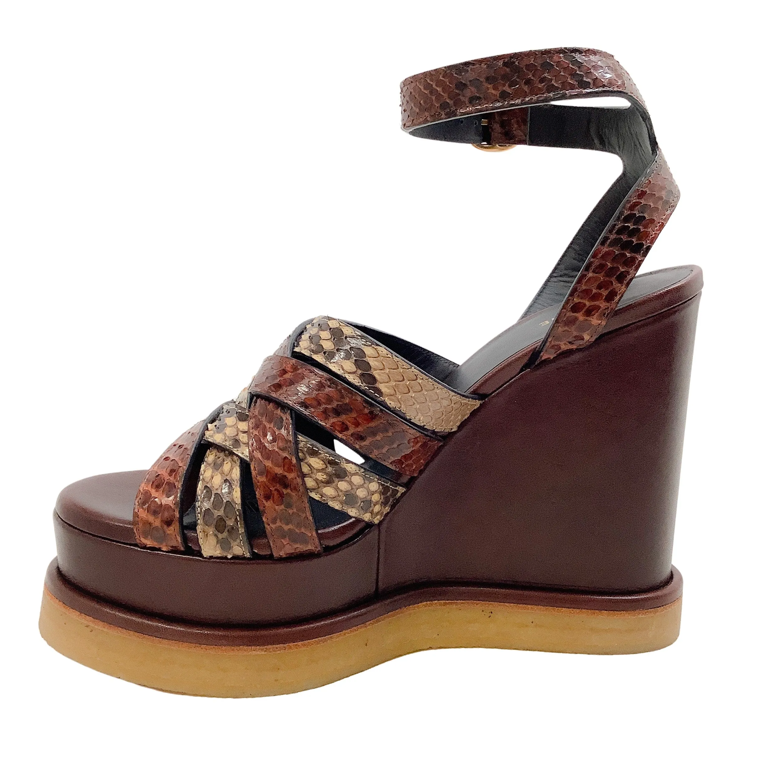 Celine Manon Python Wedge Sandal 80