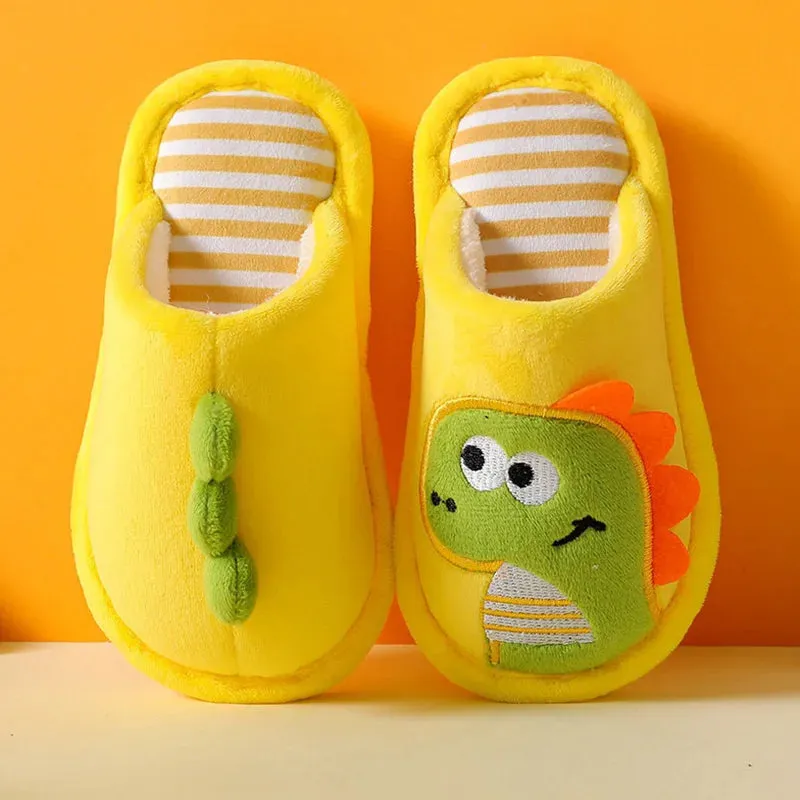 Children Cotton Slipper Cartoon Dinosaur Soft Autumn Winter Warm Princess Baby Boy Girl Shoe Indoor Home Bedroom Cotton Shoes