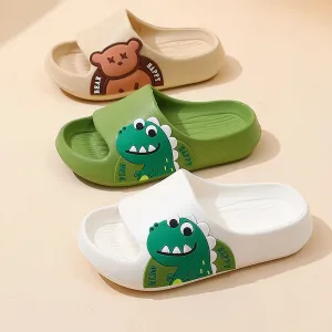 Children Slippers New 2024 Summer Cartoon Dinosaur Bear Sandals Boys Girls Soft Sole Home Flip Flops Kids Non-slip Beach Slipper