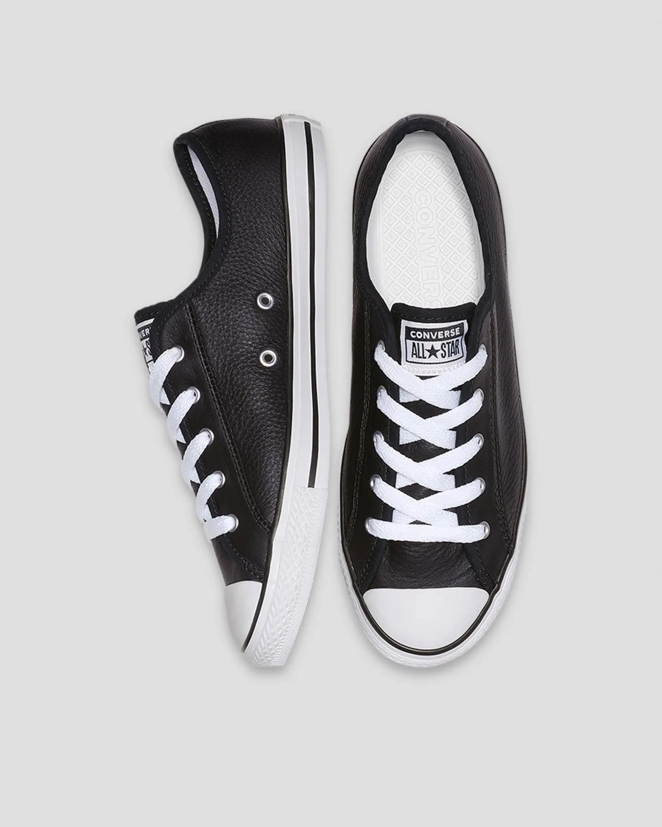 CONVERSE Chuck Taylor All Star Womens Leather Dainty Shoe - Black/White/White