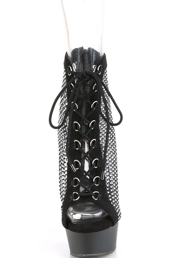 DELIGHT-600-33RM [Black Faux Suede] | PLATFORM HEELS [PREORDER]