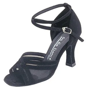 Go Go Dance Shoes, 4040, Black Nubuck-Mesh, 3” Heel