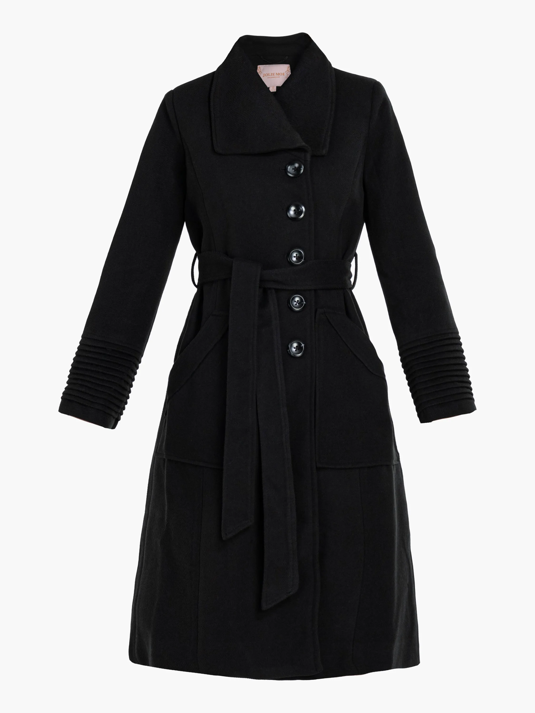 Jolie Moi Shawl A-Line Coat, Black