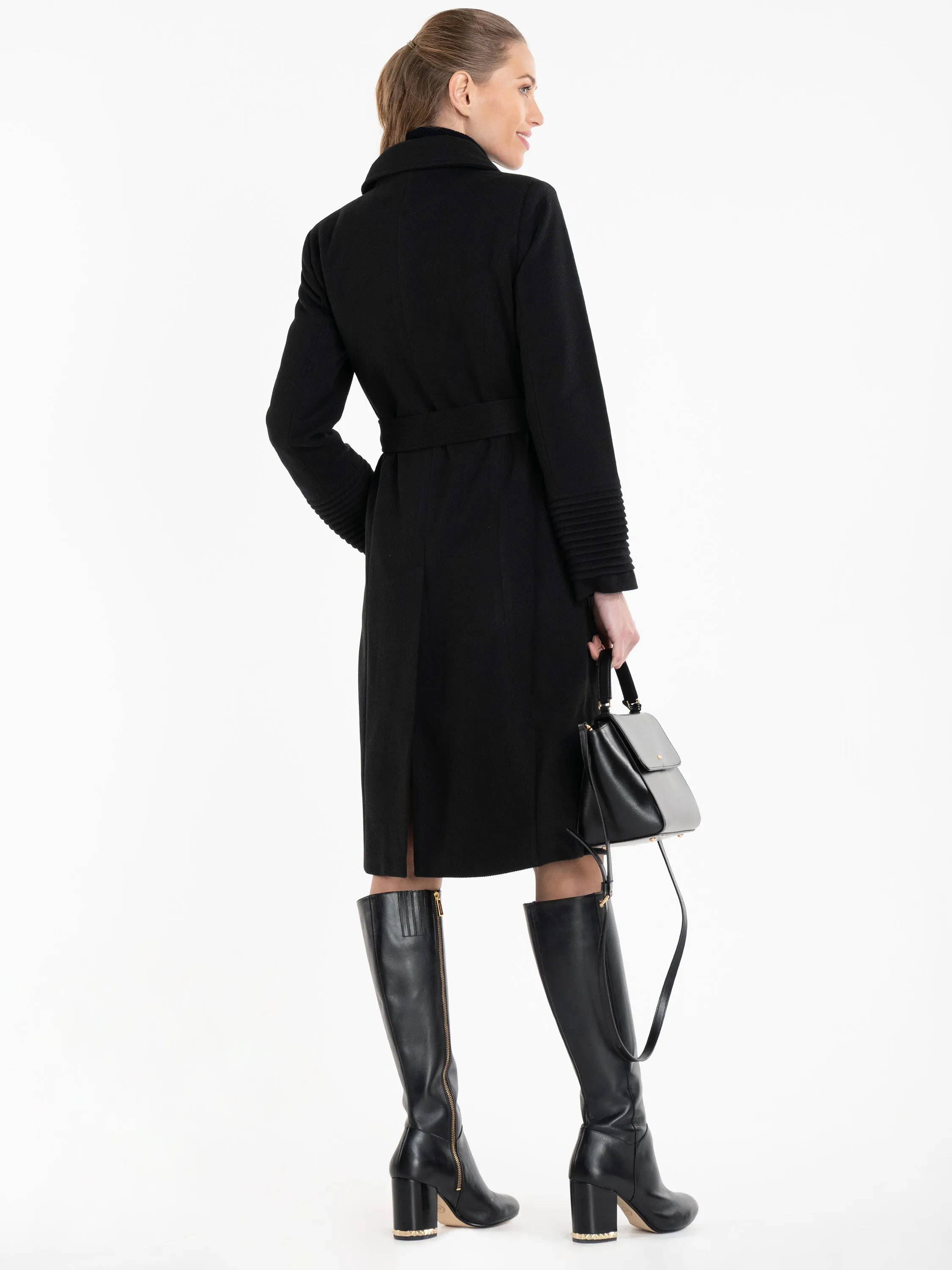 Jolie Moi Shawl A-Line Coat, Black