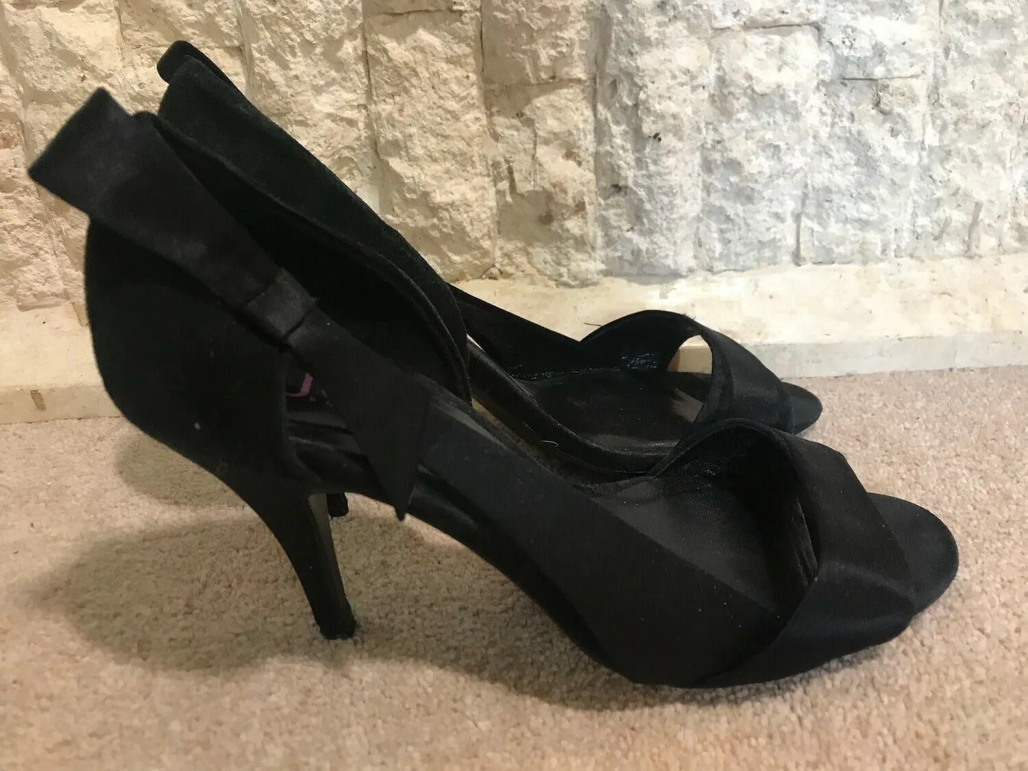 Jones Bootmaker Women's Black Suede Peep Toe Court Shoes UK 7