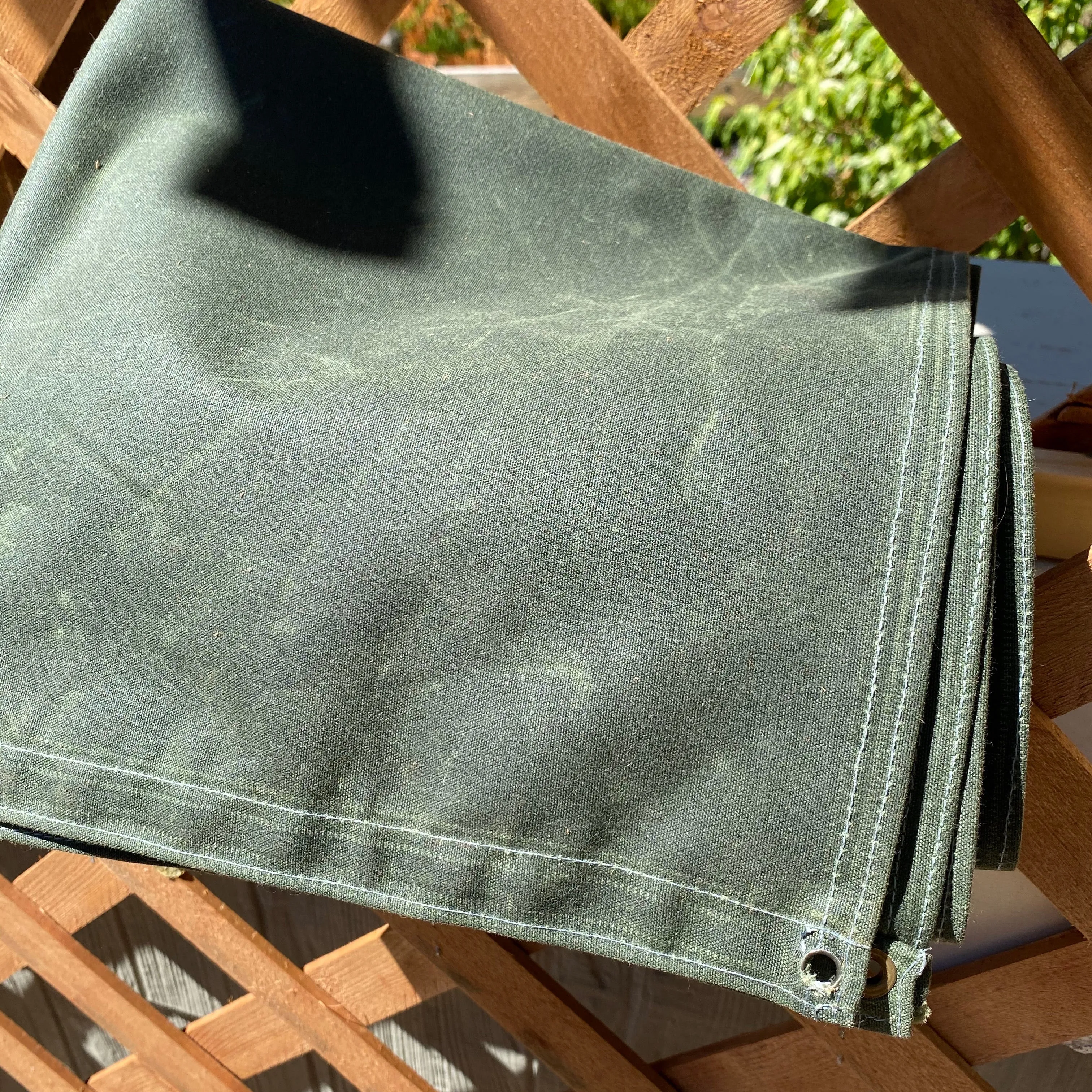 Medium Waxed Canvas and Woodland Scene Cotton Lined Bushcraft Ground Cloth