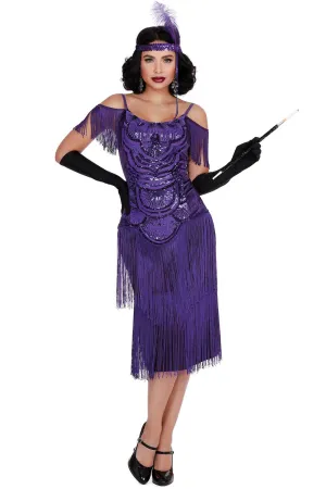 Miss Ritz Womens Purple 1920s Great Gatsby Costume