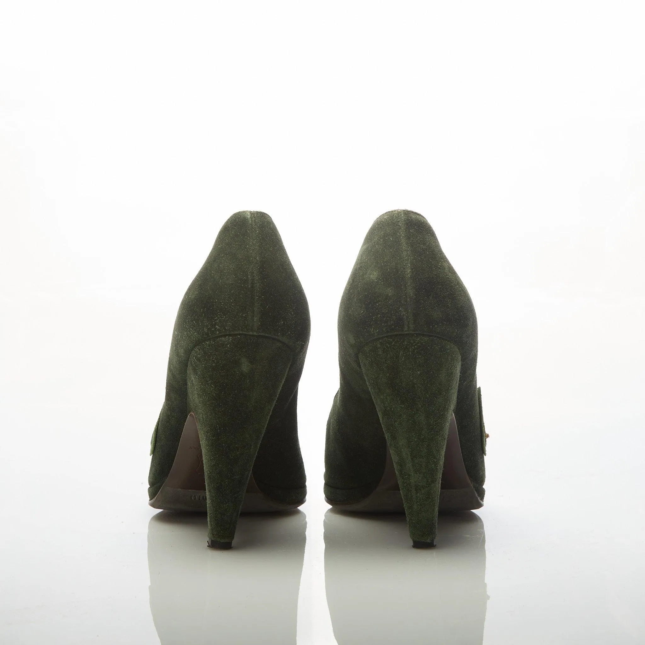 Miu Miu Green Suede Peep Toe Heels IT39