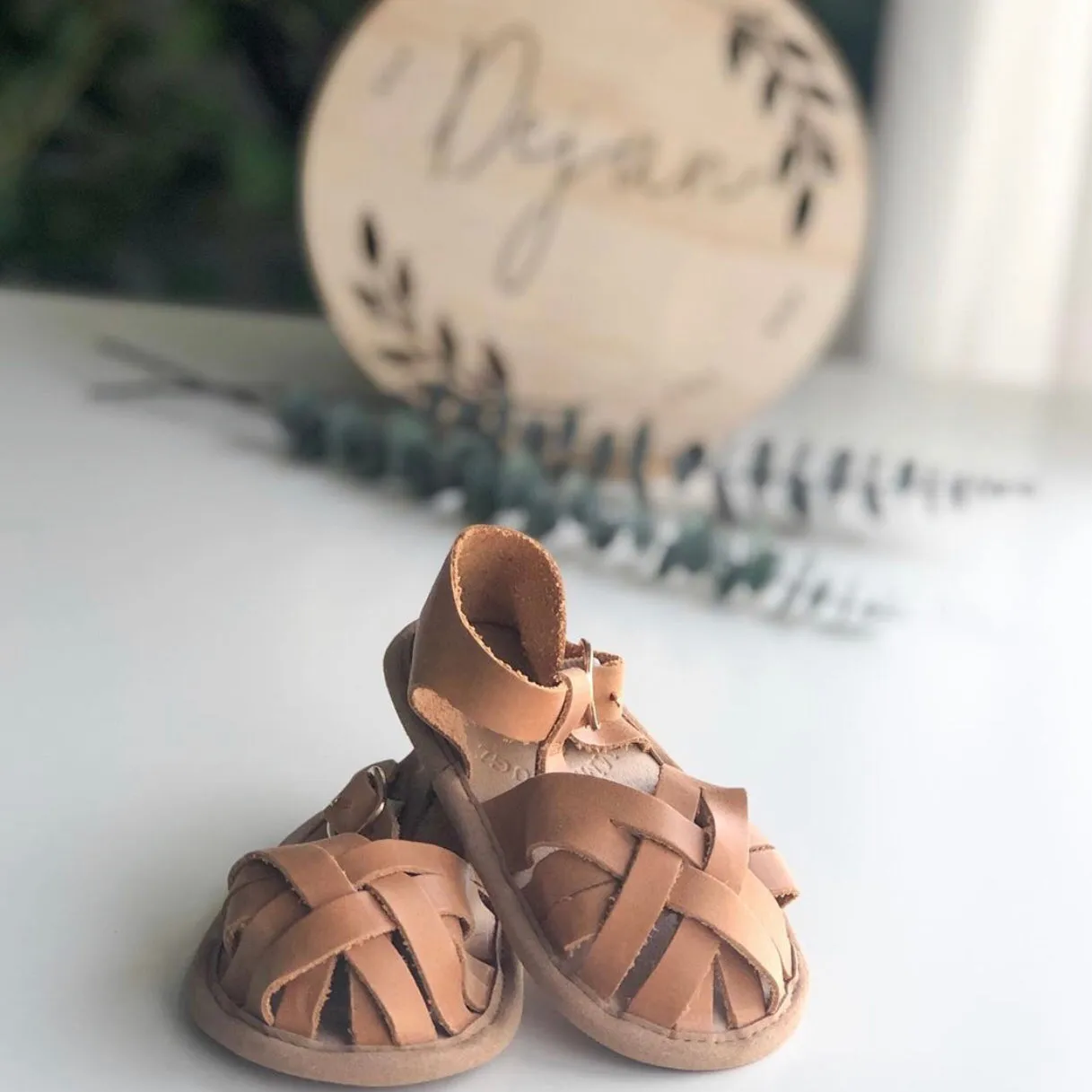 Nutmeg Wax Leather Baby Sandal