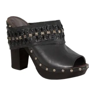 Peep Toe Platform Clog w/ Wrap Around Studding