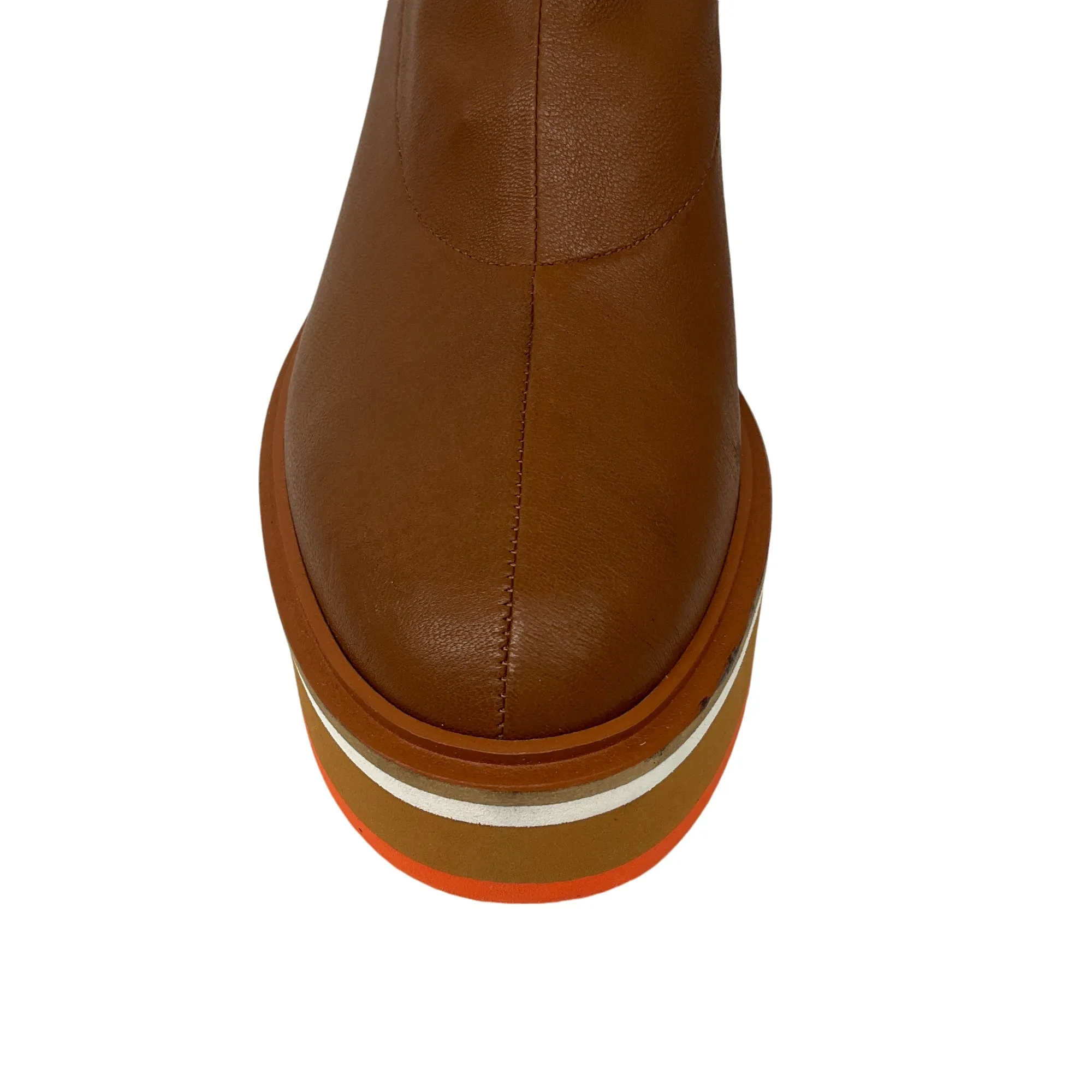 Robert Clergerie Brown Stretch Leather Platform Boots