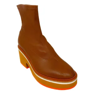 Robert Clergerie Brown Stretch Leather Platform Boots