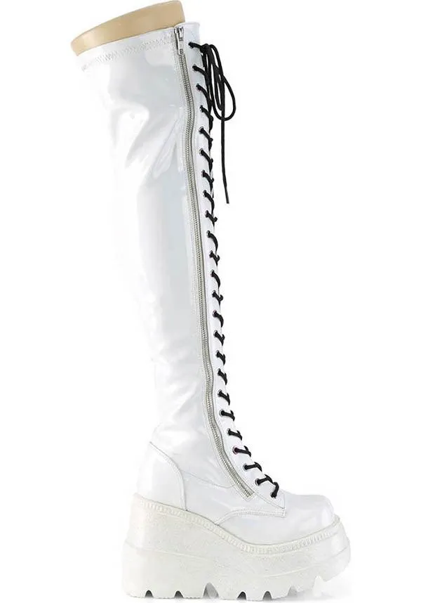 SHAKER-374 [White Hologram] | PLATFORM BOOTS [PREORDER]