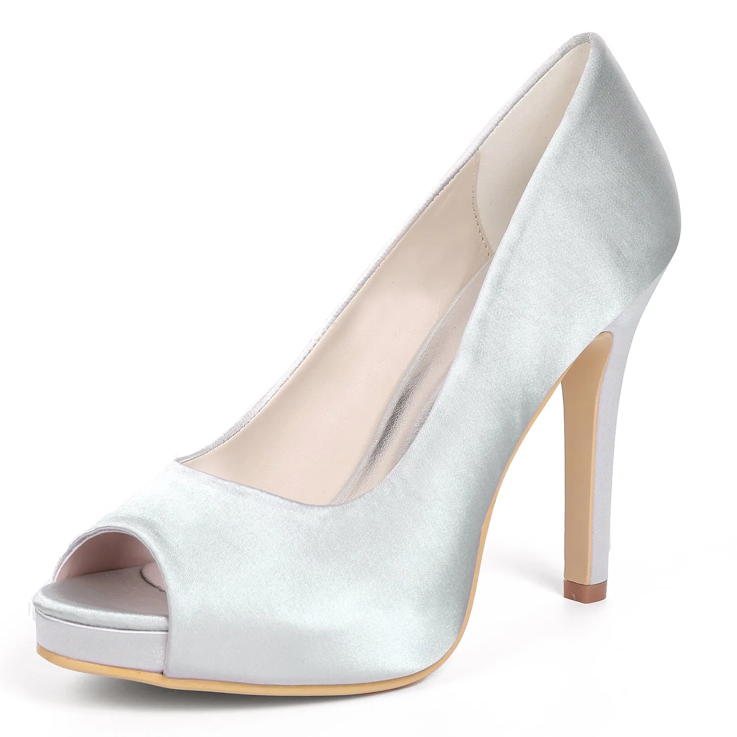 Women's Satin Stiletto Heel Peep Toe With Others Wedding Shoes Bridal Shoes